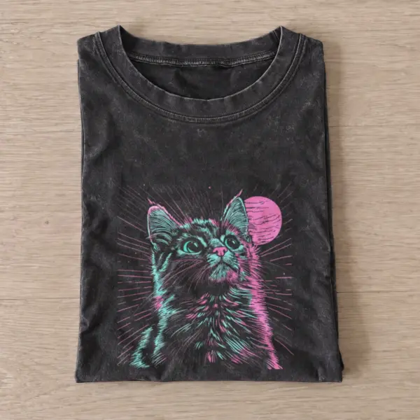 Neon moon cat vintage t shirt washed20black20neon moon cat.webp