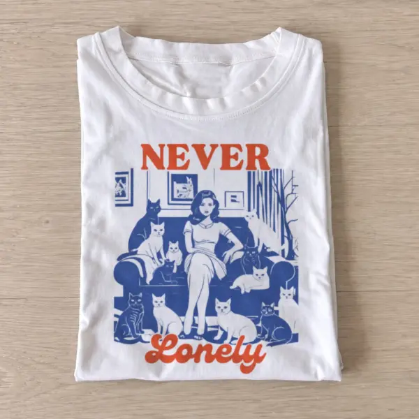 Never lonely cats graphic t shirt white20never lonely cats.webp