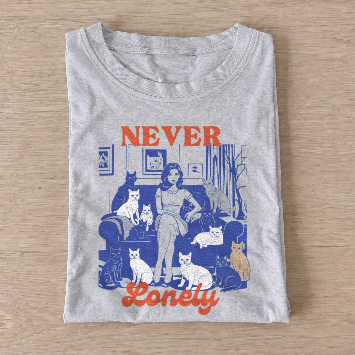 Never lonely cats t shirt gray20never lonely cats.webp