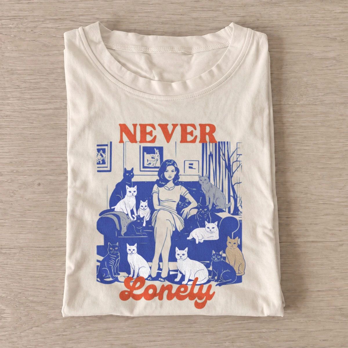 Never lonely cats t shirt sand20never lonely cats.webp