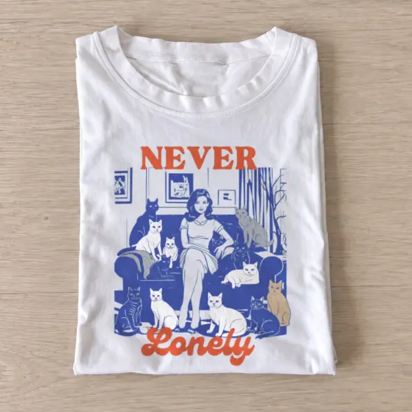 Never lonely cats t shirt white20never lonely cats.webp