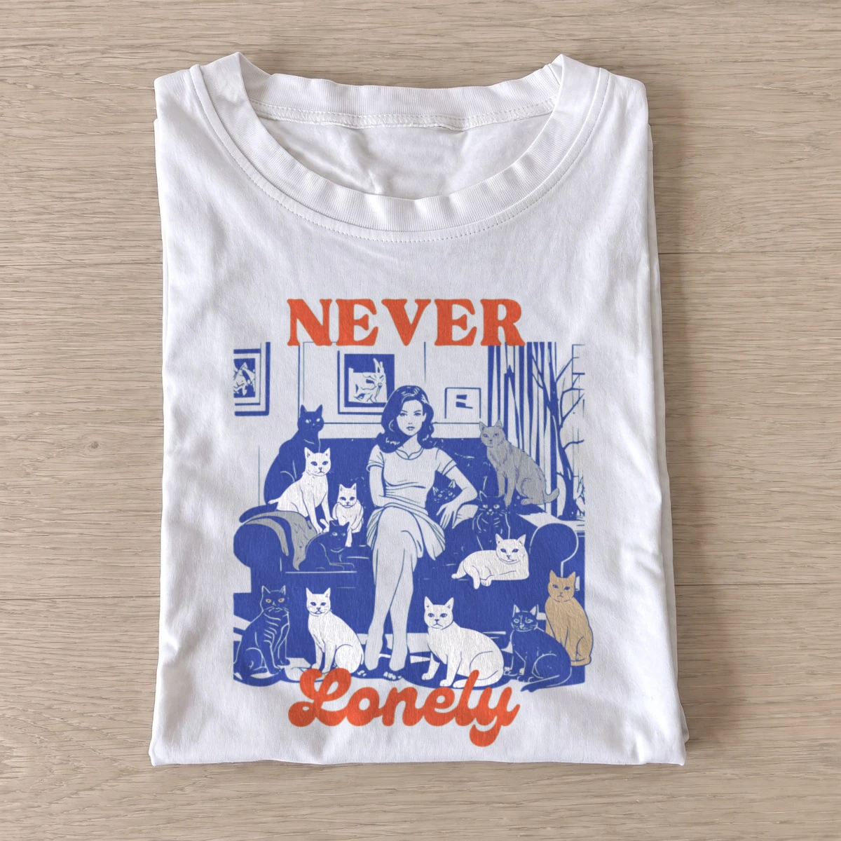 Never lonely cats t shirt white20never lonely cats.webp