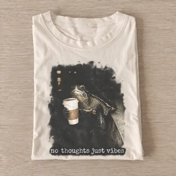 No thoughts just vibes coffee frog t shirt sand20no thoughts coffee frog.webp