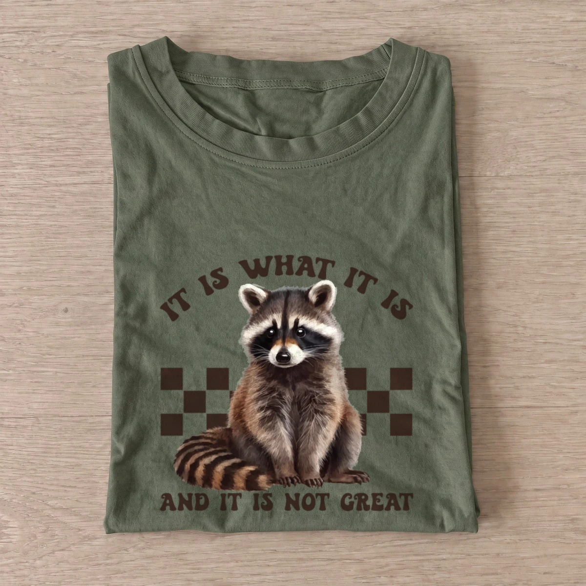 Not great raccoon t shirt olive20not great raccoon.webp