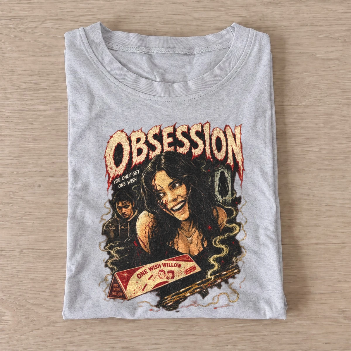 Obsession horror wish poster t shirt gray20horror wish poster.webp