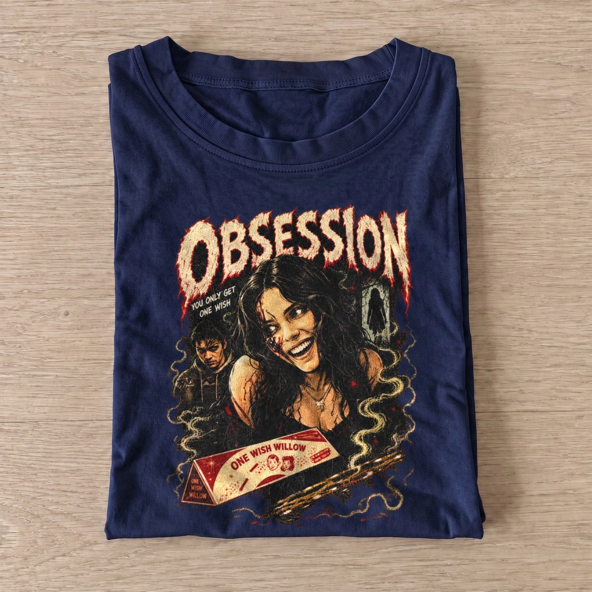 Obsession horror wish poster t shirt navy20horror wish poster.webp