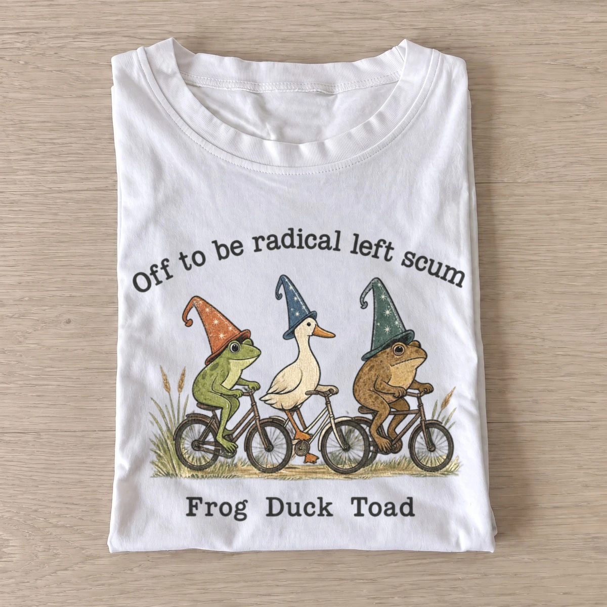Off to be radical left scum cycling trio t shirt white20radical cycling trio.webp