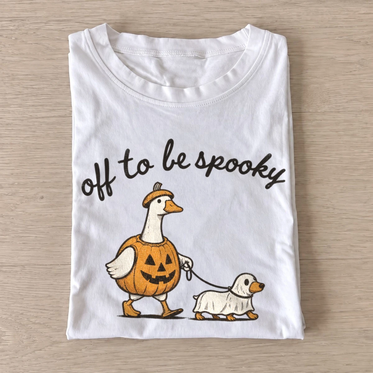 Off to be spooky goose walk t shirt white20spooky goose walk.webp