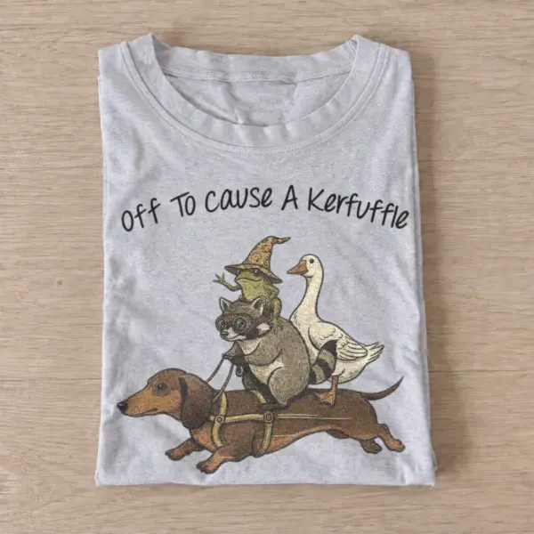 Off to cause a kerfuffle animal riders t shirt gray20kerfuffle animal riders.webp