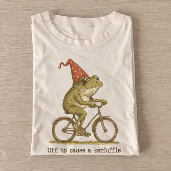 Off to cause a kerfuffle frog t shirt sand20kerfuffle party frog.webp