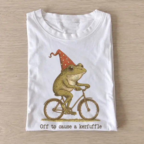 Off to cause a kerfuffle frog t shirt white20kerfuffle party frog.webp