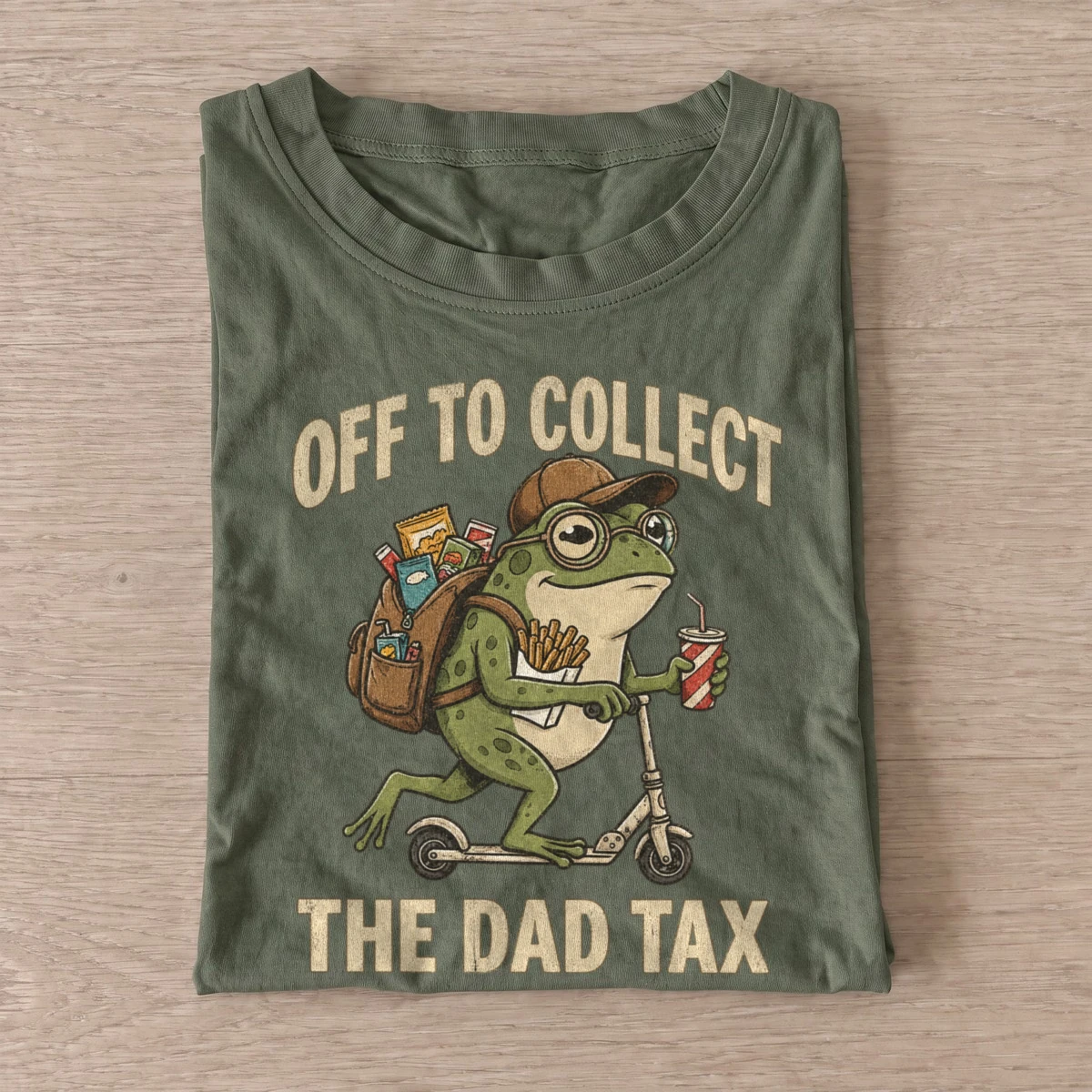 Off to collect the dad tax frog t shirt olive20dad tax frog.webp