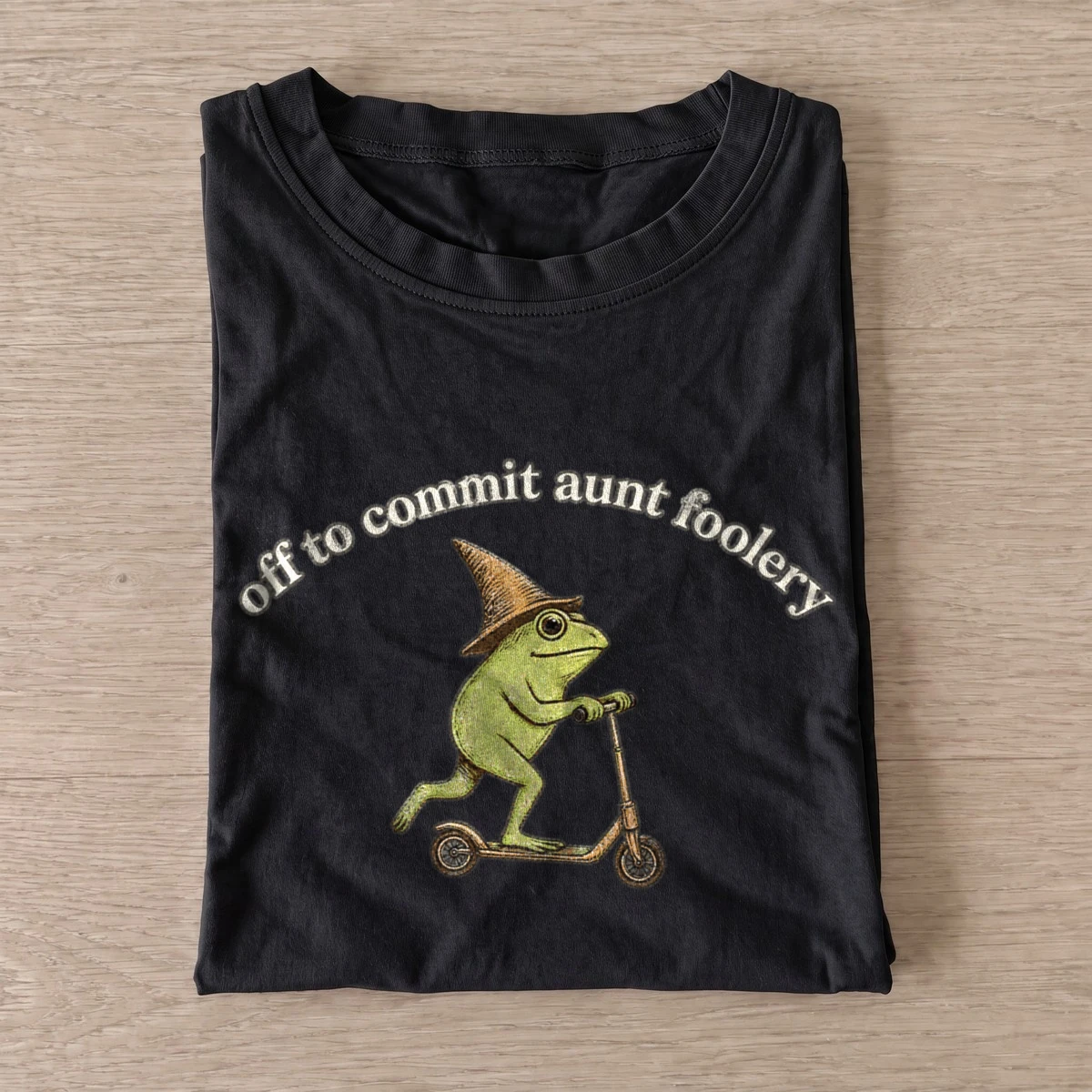 Off to commit aunt foolery frog t shirt black20aunt foolery frog.webp