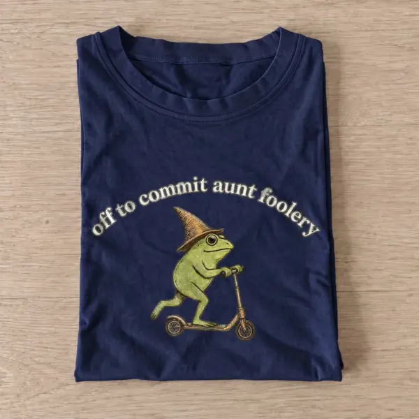 Off to commit aunt foolery frog t shirt navy20aunt foolery frog.webp