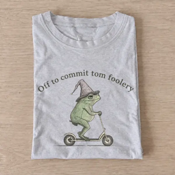 Off to commit tomfoolery scooter frog t shirt gray20tomfoolery scooter frog.webp