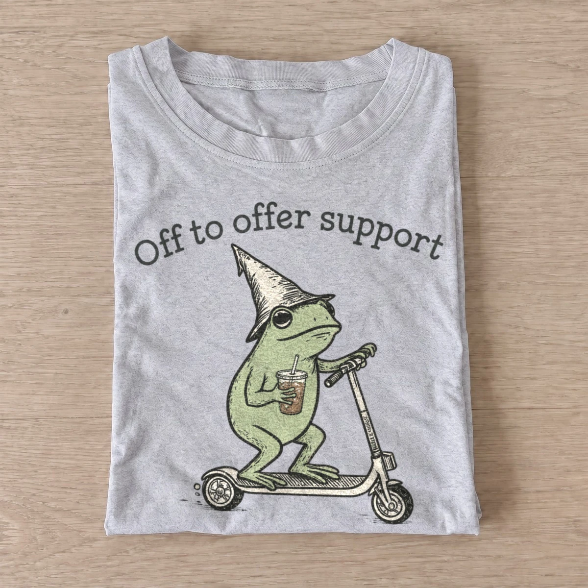 Off to offer support scooter frog t shirt gray20support scooter frog.webp