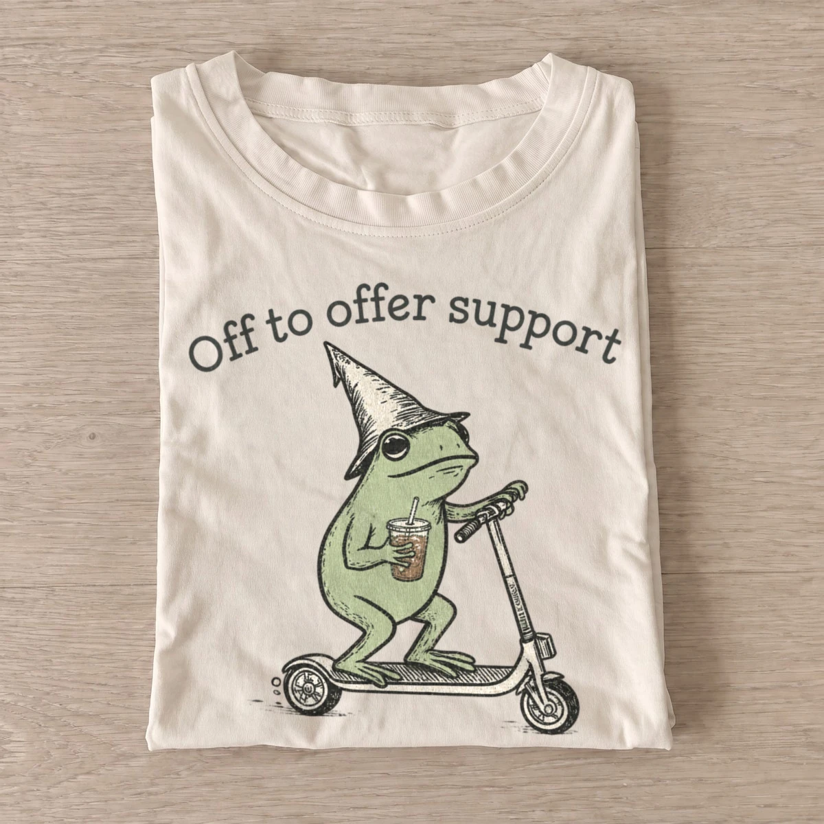Off to offer support scooter frog t shirt sand20support scooter frog.webp