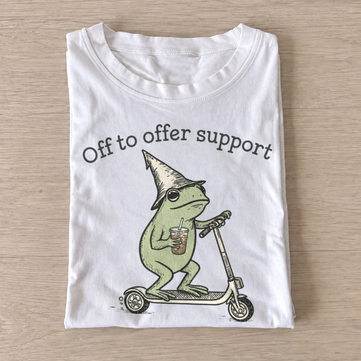 Off to offer support scooter frog t shirt white20support scooter frog.webp