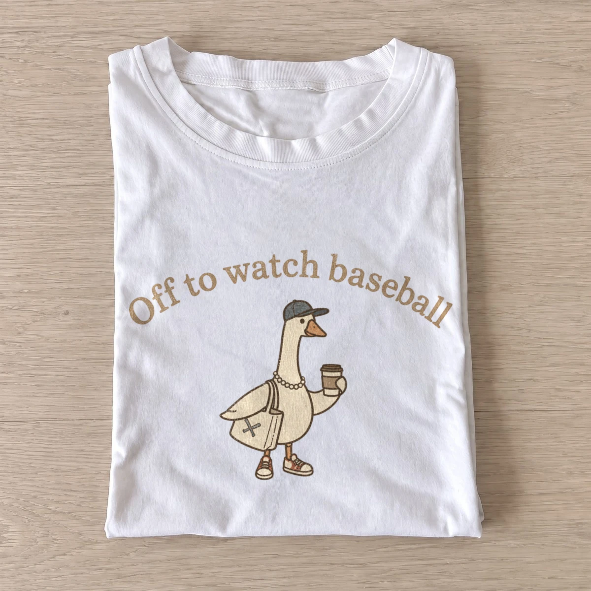 Off to watch baseball goose t shirt white20baseball goose.webp