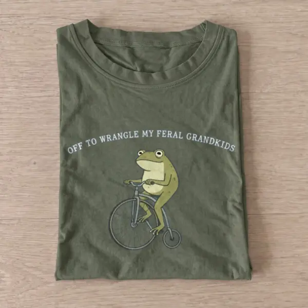 Off to wrangle my feral grandkids frog t shirt olive20grandkid wrangling frog.webp
