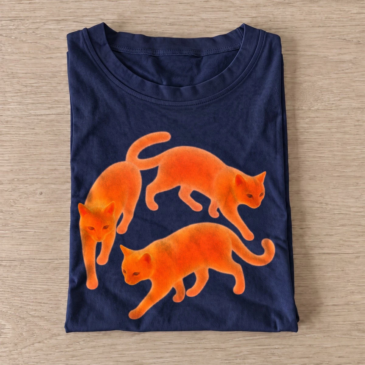 Orange cat trio t shirt navy20orange cat trio.webp