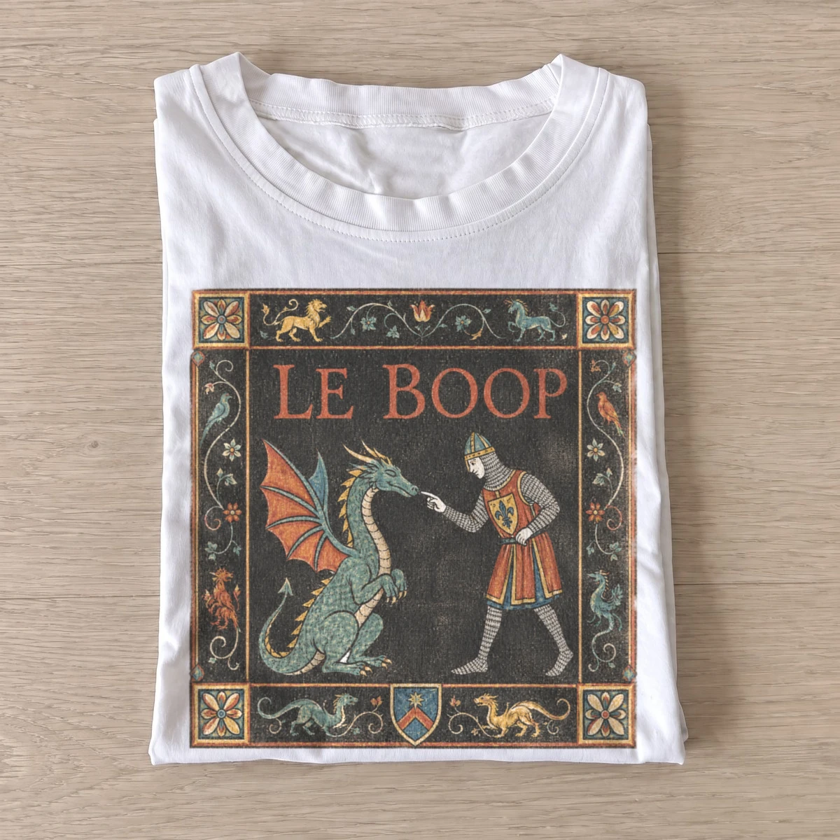 Ornamental le boop dragon medieval graphic t shirt white20ornamental dragon boop.webp