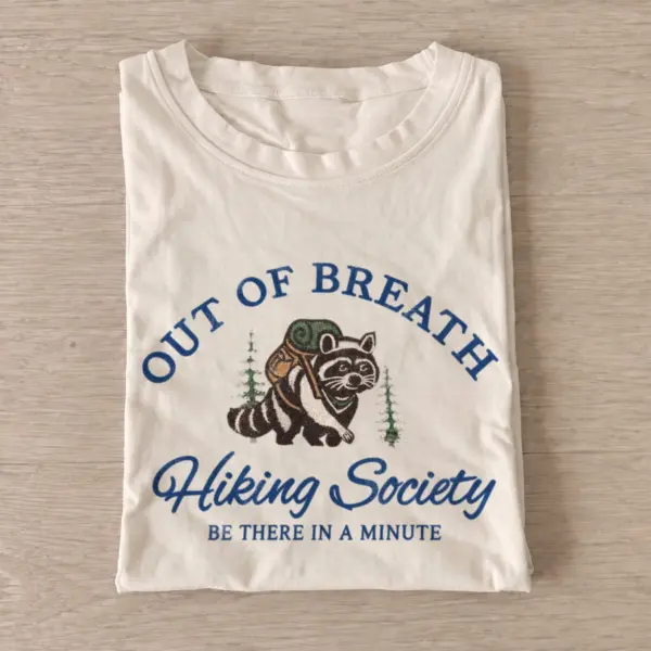 Out of breath hiking society t shirt sand20out of breath hikers.webp