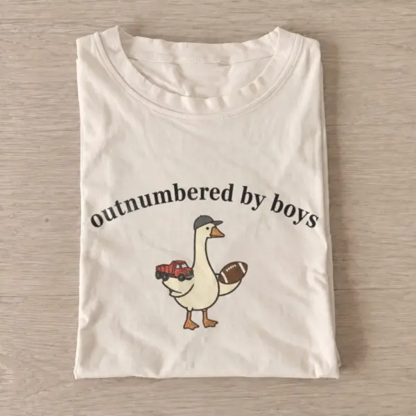 Outnumbered by boys goose graphic t shirt sand20outnumbered by boys.webp