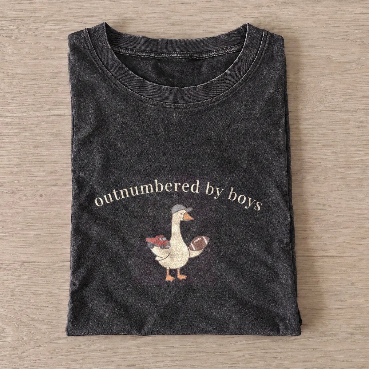 Outnumbered by boys vintage t shirt washed20black20outnumbered by boys.webp