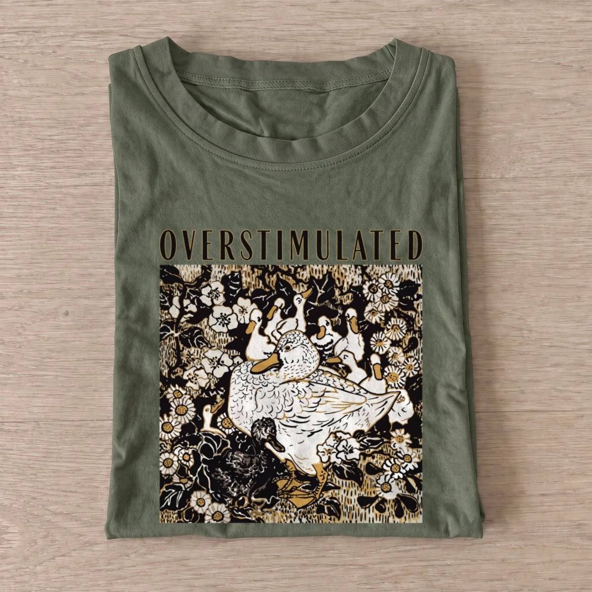 Overstimulated goose t shirt olive20overstimulated goose.webp