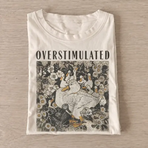 Overstimulated in wonderland duck graphic t shirt sand20overstimulation in wonderland.webp