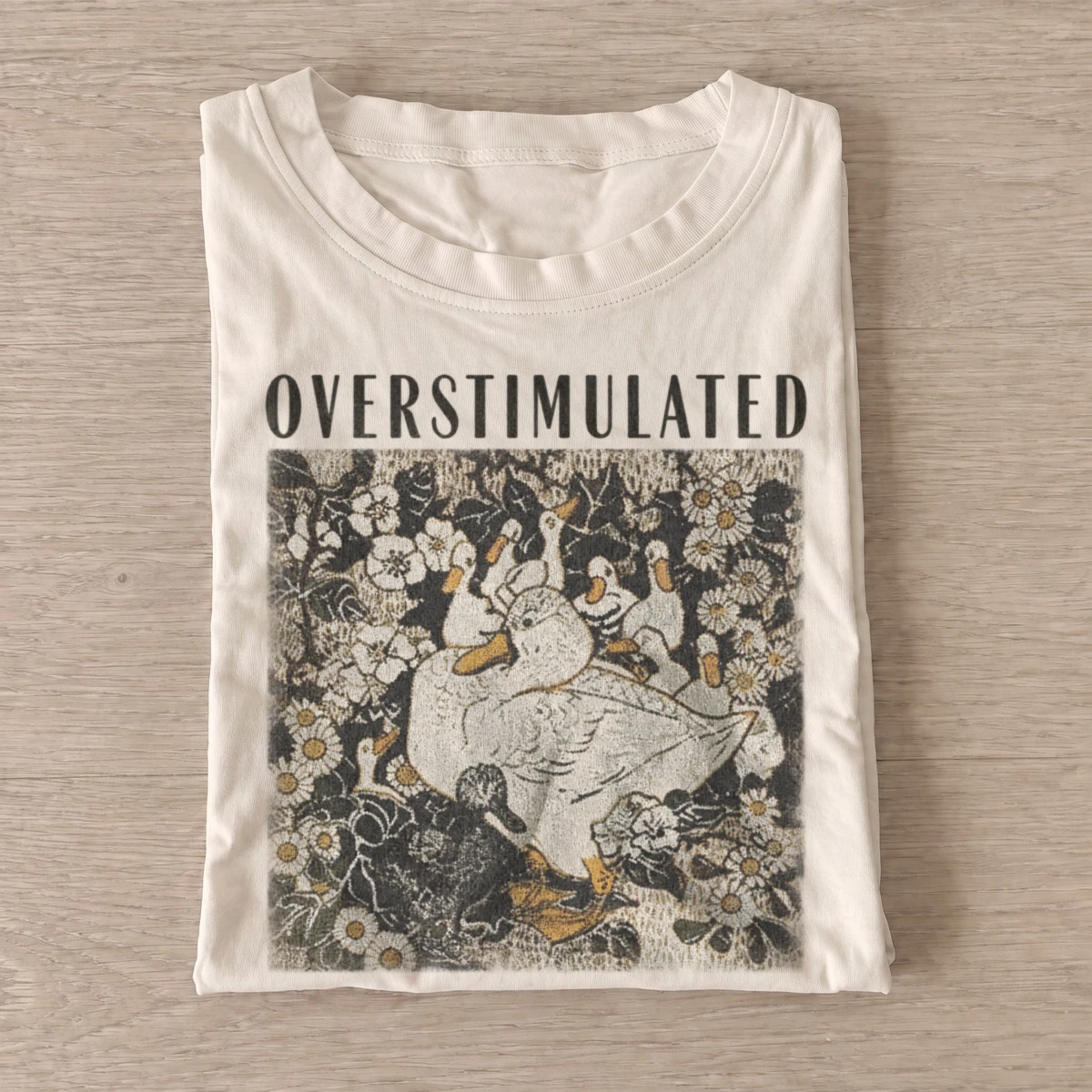 Overstimulated in wonderland duck graphic t shirt sand20overstimulation in wonderland.webp