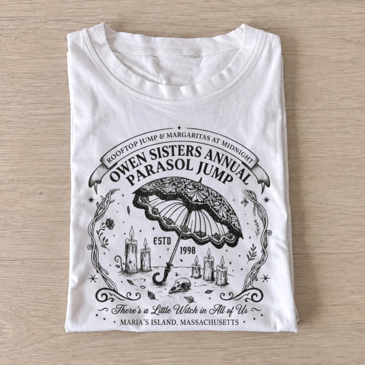 Owen sisters annual parasol jump t shirt white20witch sisters parasol.webp