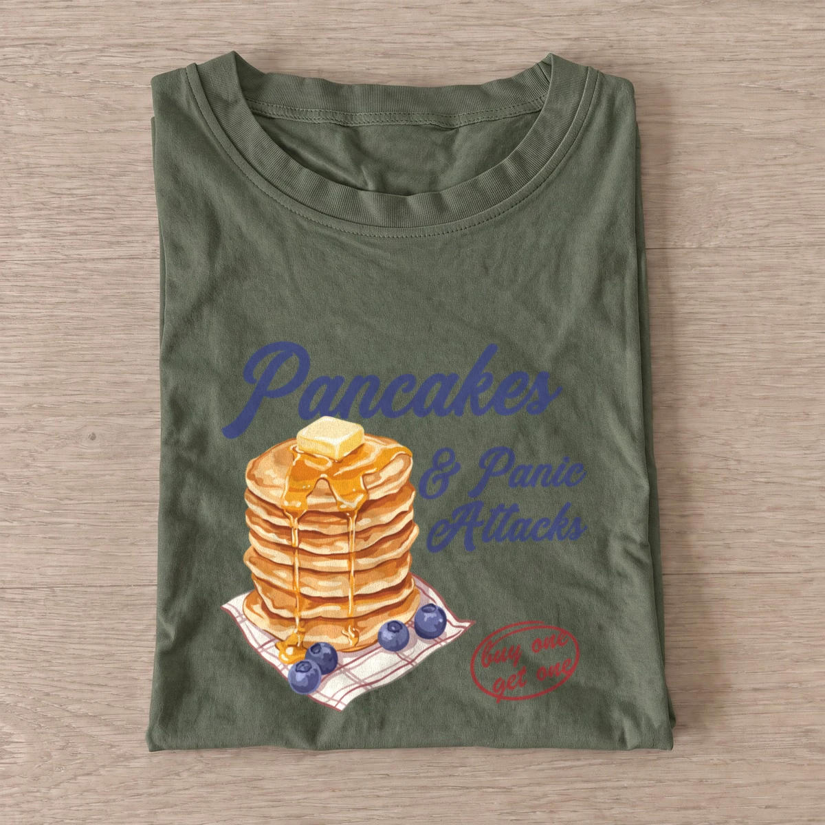 Pancakes panic attacks t shirt olive20pancakes panic attacks.webp