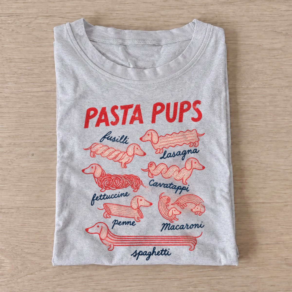 Pasta pups dachshund t shirt gray20pasta pups.webp