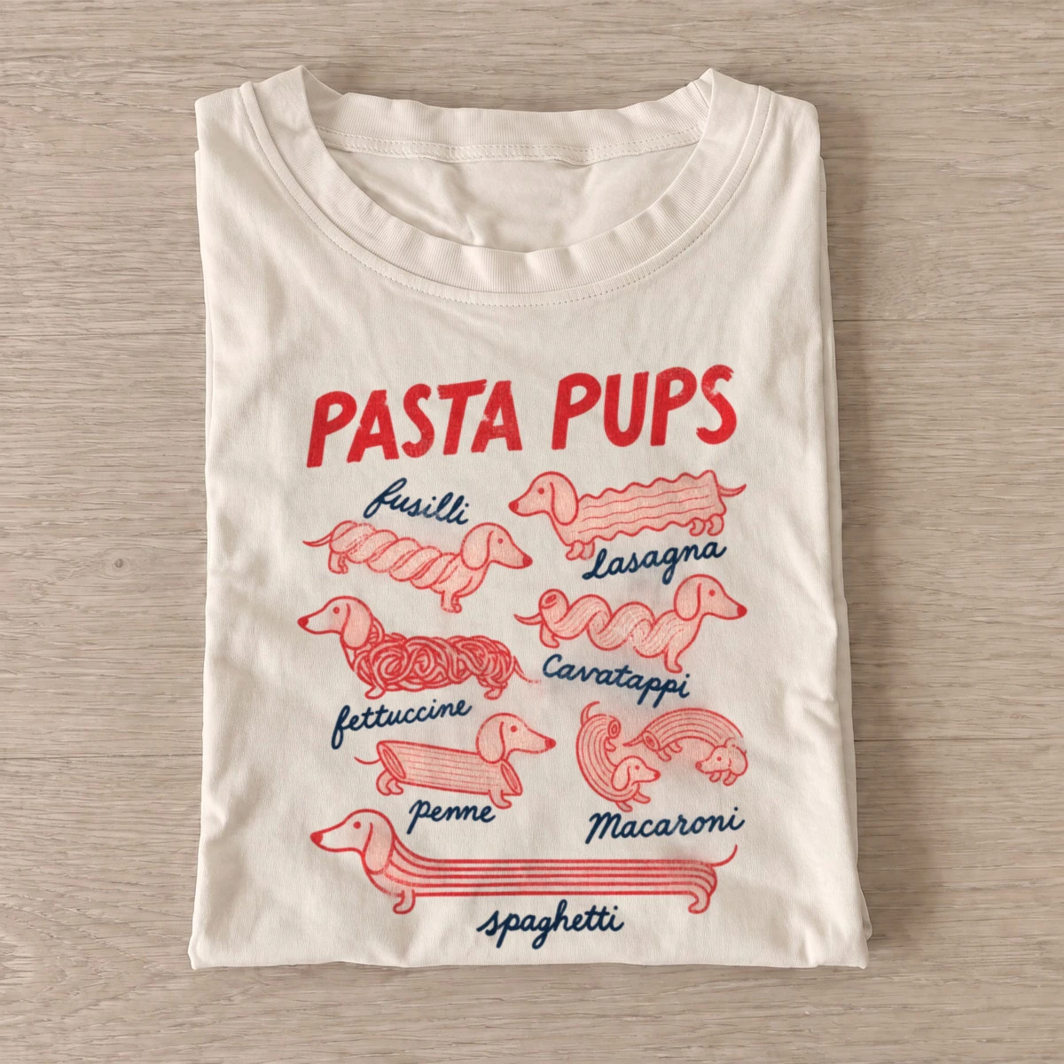 Pasta pups dachshund t shirt sand20pasta pups.webp