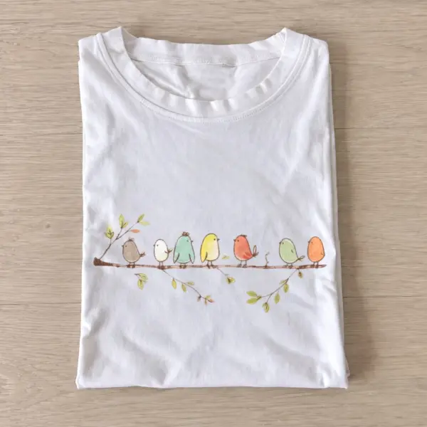 Pastel birds on branch t shirt white20pastel bird branch.webp