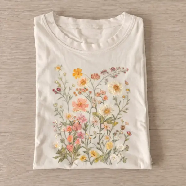 Pastel meadow flowers botanical t shirt sand20pastel meadow flowers.webp