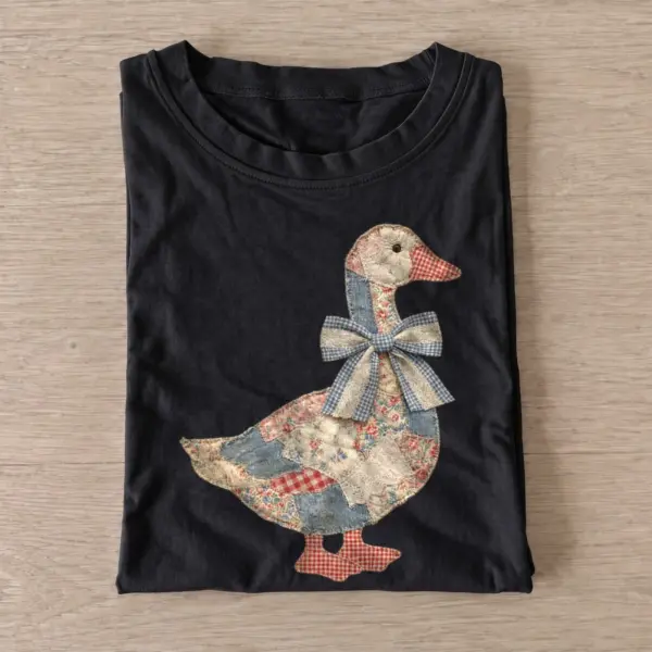 Patchwork bow goose t shirt black20patchwork bow goose.webp