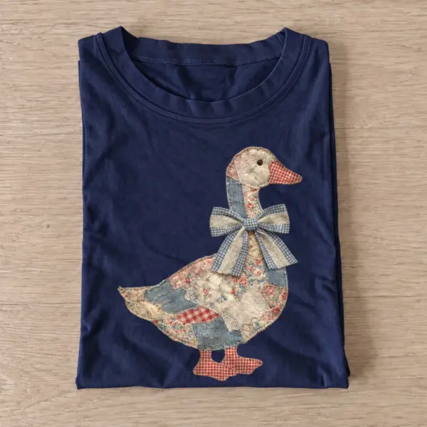 Patchwork bow goose t shirt navy20patchwork bow goose.webp