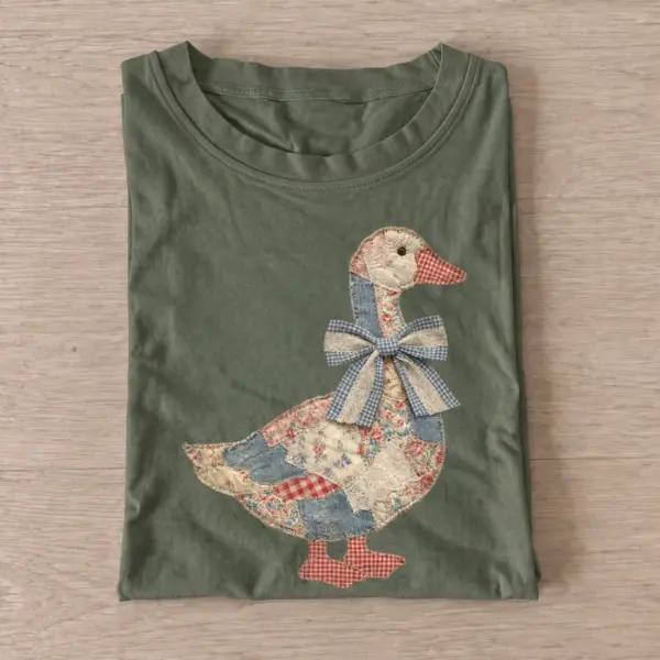 Patchwork bow goose t shirt olive20patchwork bow goose.webp