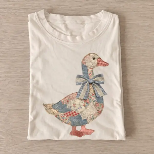 Patchwork bow goose t shirt sand20patchwork bow goose.webp