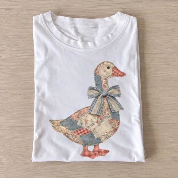 Patchwork bow goose t shirt white20patchwork bow goose.webp