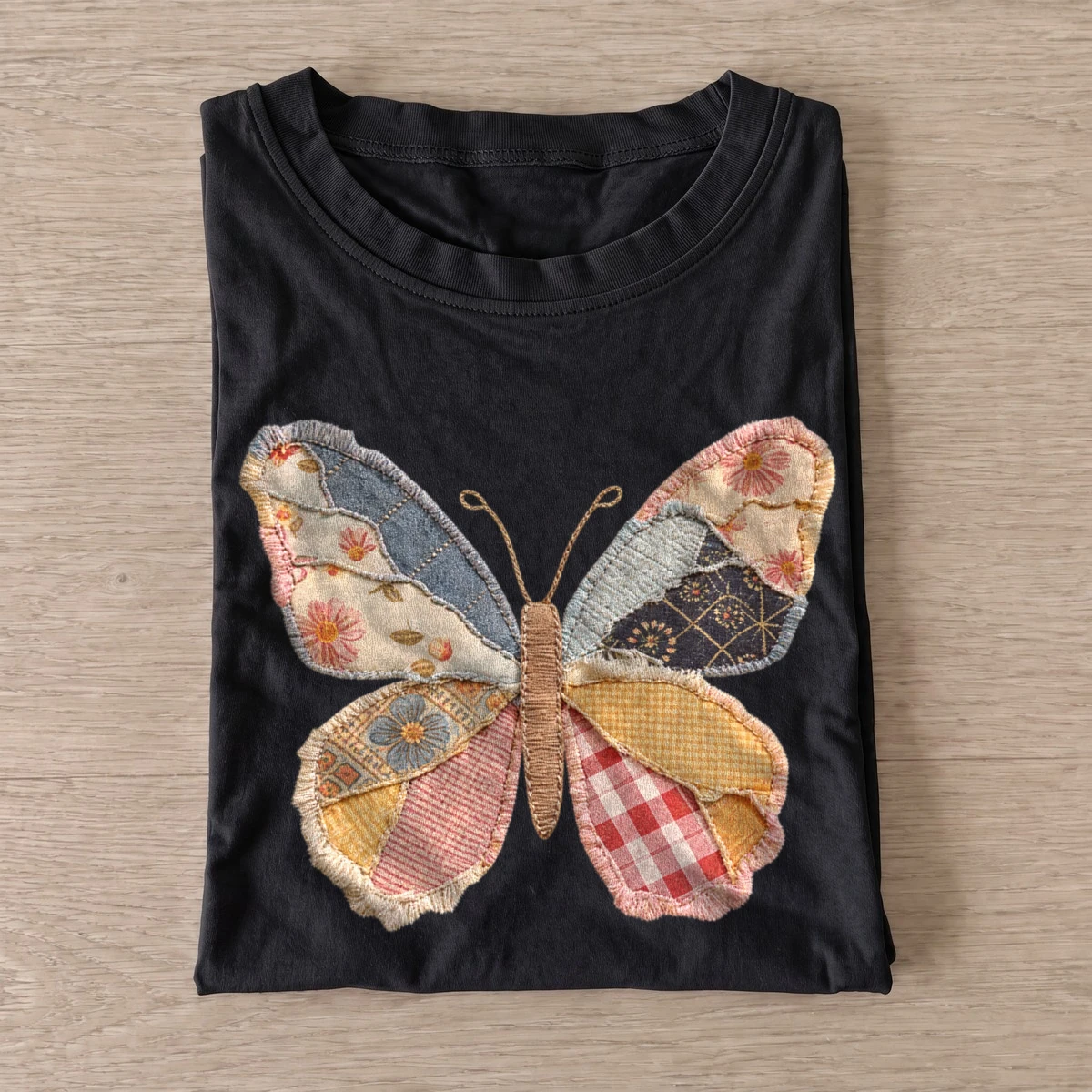 Patchwork butterfly t shirt black20patchwork butterfly.webp