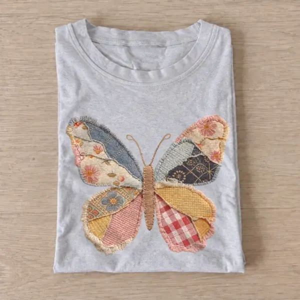 Patchwork butterfly t shirt gray20patchwork butterfly.webp