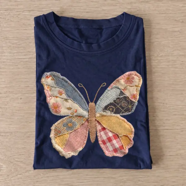 Patchwork butterfly t shirt navy20patchwork butterfly.webp