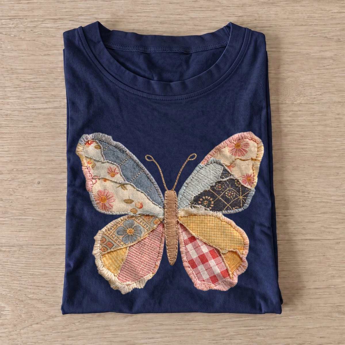 Patchwork butterfly t shirt navy20patchwork butterfly.webp