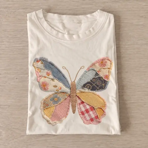 Patchwork butterfly t shirt sand20patchwork butterfly.webp