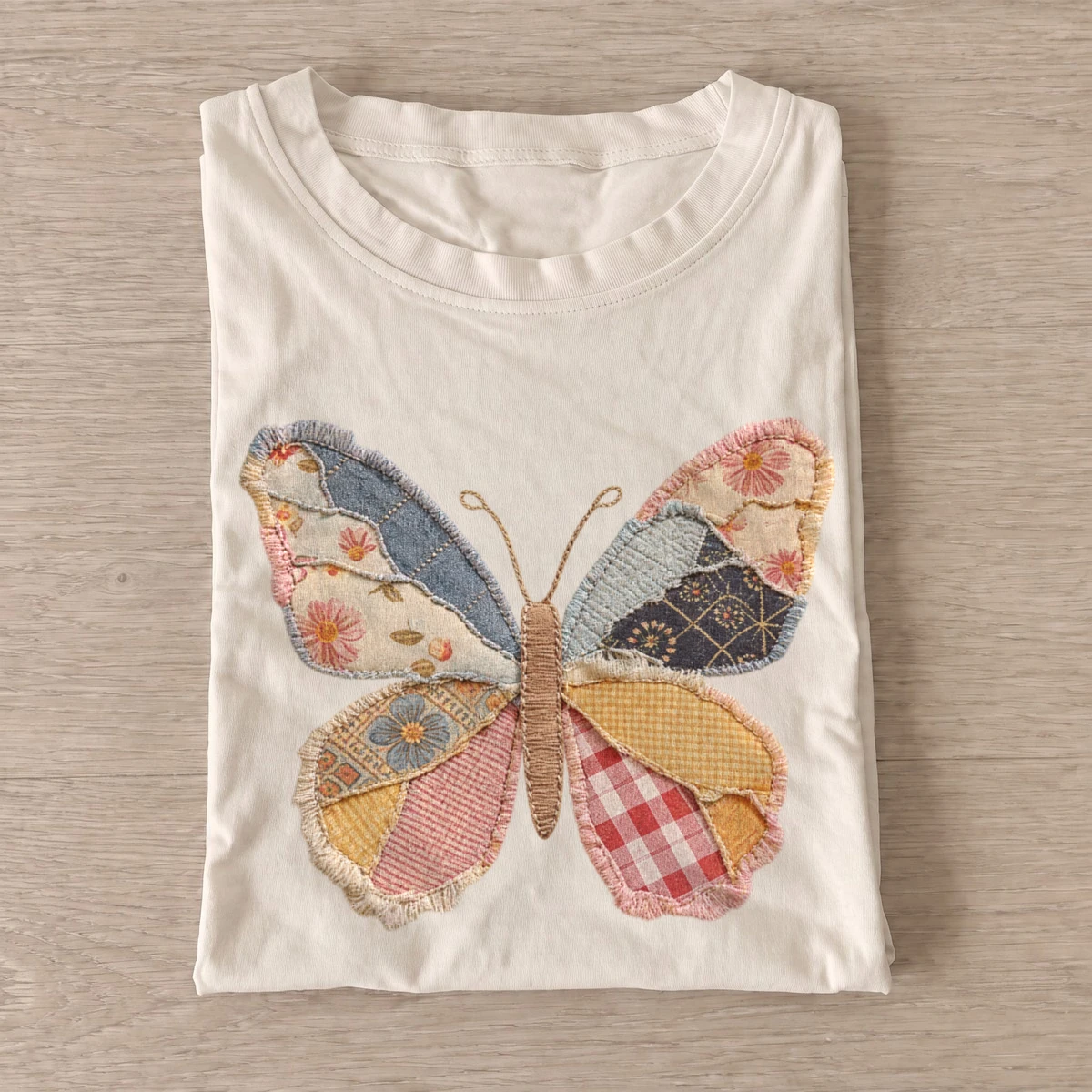 Patchwork butterfly t shirt sand20patchwork butterfly.webp