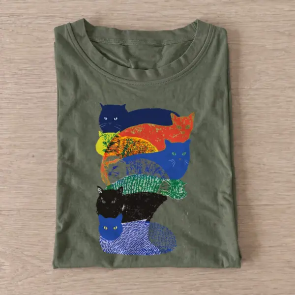 Patchwork cat stack t shirt olive20patchwork cat stack.webp